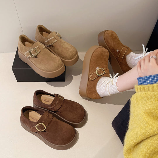 Damen Kuchenschuhe mit modischem Schnallen-Design und komfortabler Plateausohle EB