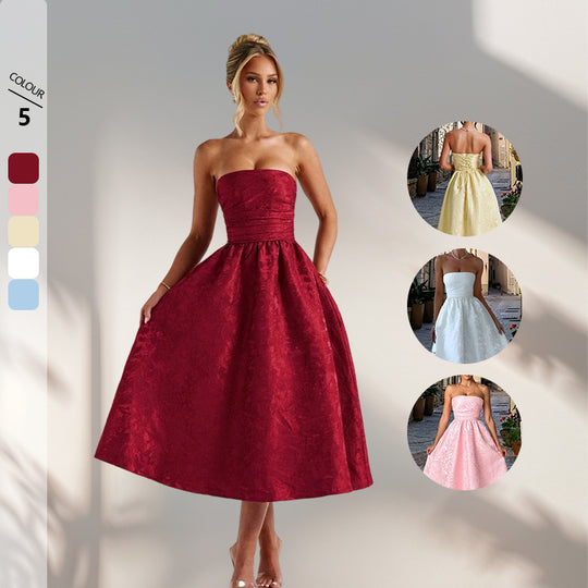Damen Cocktailkleid mit elegantem Bustier-Oberteil und schwingendem Rock EB