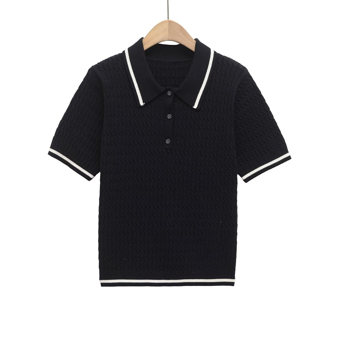 Damen Poloshirt mit strukturiertem Material und edlen Knopfdetails EB