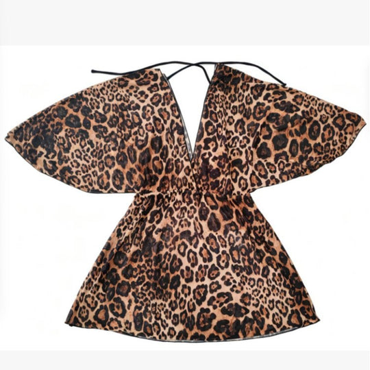 Damen Strandkleid mit leopardenmuster EB