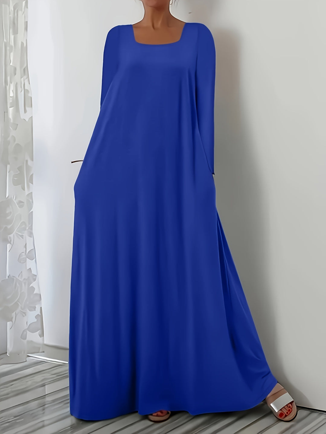 Damen Weit geschnittenes Maxikleid mit praktischen Taschen EB