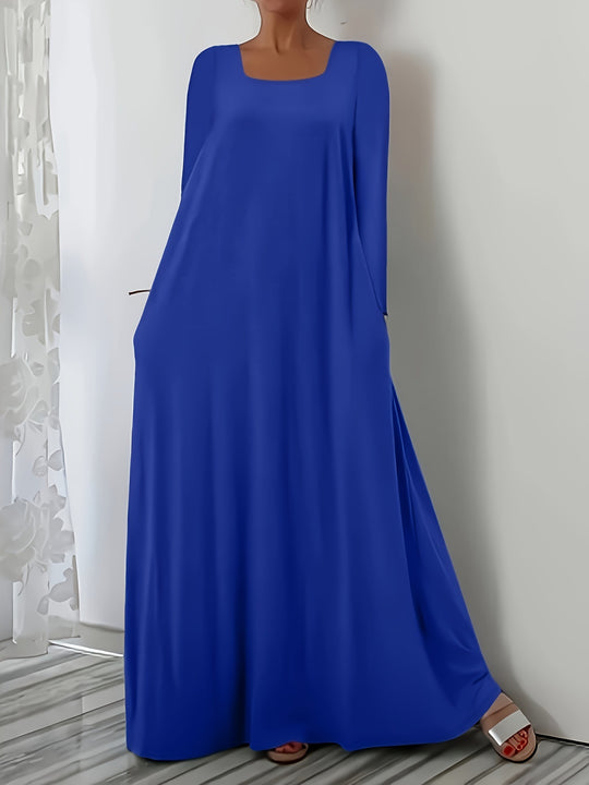 Damen Weit geschnittenes Maxikleid mit praktischen Taschen EB