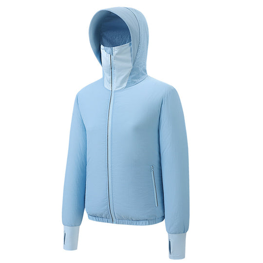 Damen nan leichte Kapuzenjacke mit elastischem Saum und Daumenlochärmeln EB