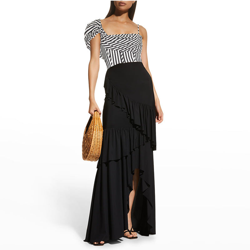 Damen One-Shoulder Badeanzug mit Volantrock EB