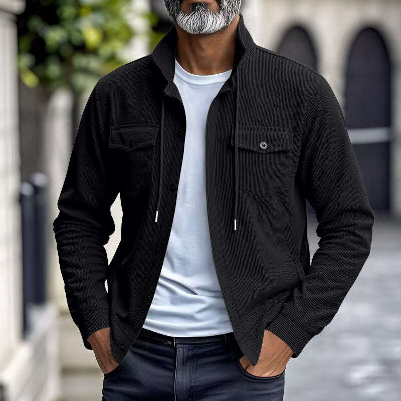 Herren nan Kord-Überhemdjacke mit aufgesetzten Brusttaschen, strukturierter Rippenqualität und durchgehender Knopfleiste EB
