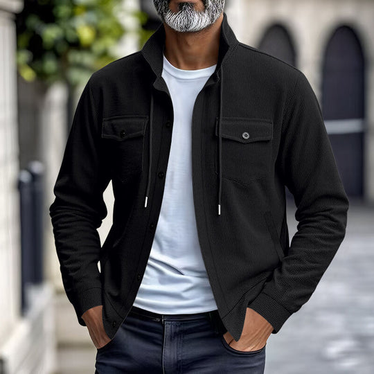 Herren nan Kord-Überhemdjacke mit aufgesetzten Brusttaschen, strukturierter Rippenqualität und durchgehender Knopfleiste EB