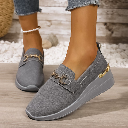 Damen modische Slip-On Sneakers mit glitzernder Schnallenverzierung EB