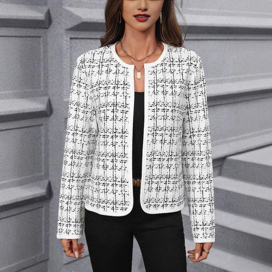 Damen strukturierte Blazerjacke mit Kontrastdetails EB