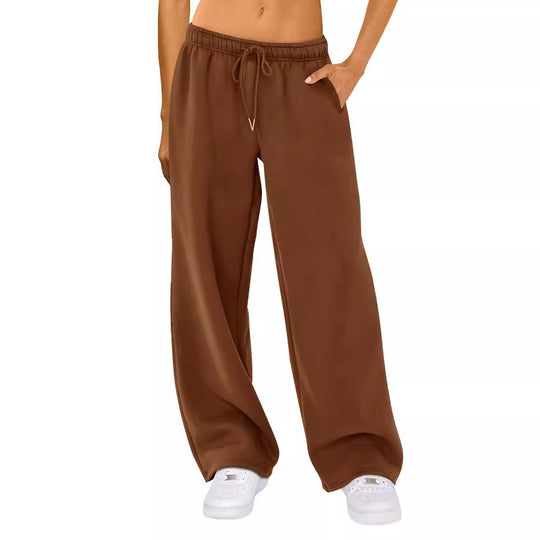 Damen nan weite Loungehose mit hohem Komfortbund, elastischem Tunnelzug und seitlichen Eingrifftaschen EB