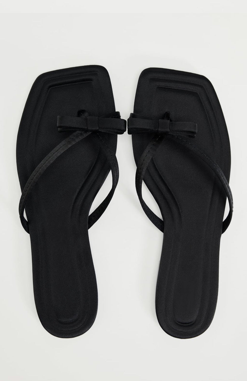 Damen Zehentrenner-Sandalen mit elegantem Schleifenakzent und rutschfester Sohle EB