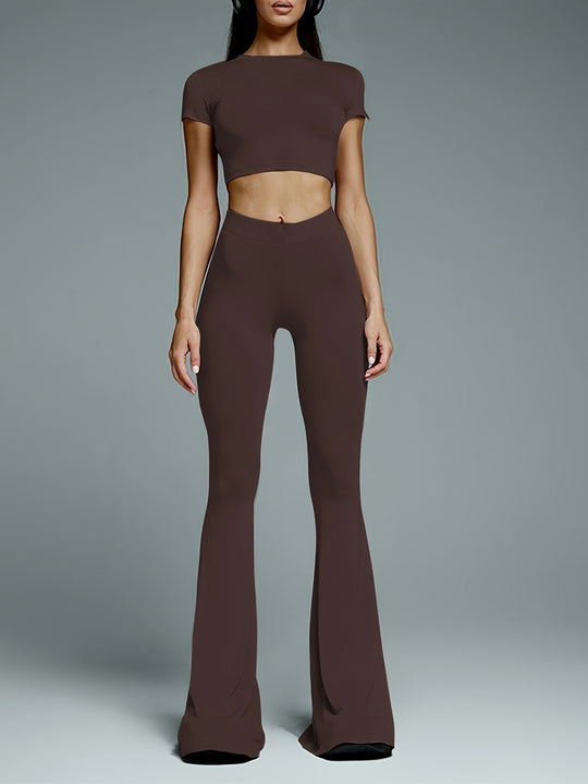 Damen modischer Zwei-Teiler mit crop Top und weitem Schnitt EB
