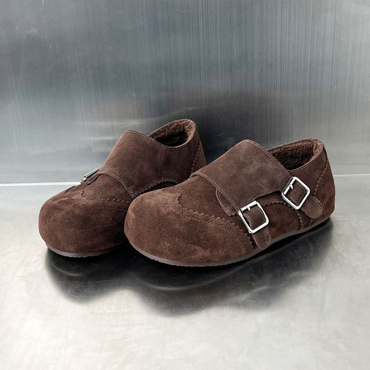 Damen Mokassins mit dekorativem Doppelschnallenverschluss und weichem Wildleder EB