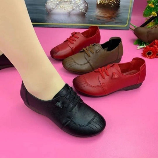 Damen Bequeme Ballerinas mit praktischen Schnürsenkeln EB