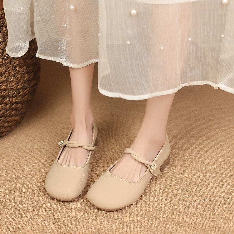 Damen Mary Jane Ballerinas mit dekorativem Riemen und komfortablem Fußbett EB