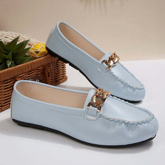 Damen Mokassin-Slipper mit elegantem Ketten-Detail EB