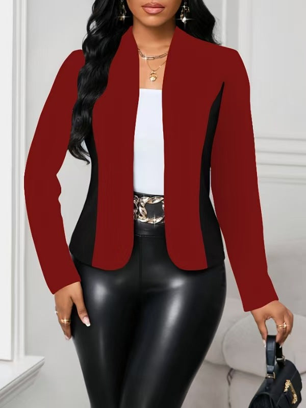 Damen moderne Blazerjacke mit farblich abgesetzten Einsätzen EB