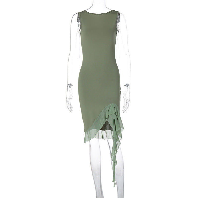 Damen Elegantes Kleid mit Rüschendetails und figurbetontem Schnitt EB