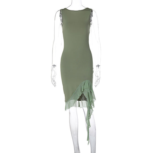 Damen Elegantes Kleid mit Rüschendetails und figurbetontem Schnitt EB