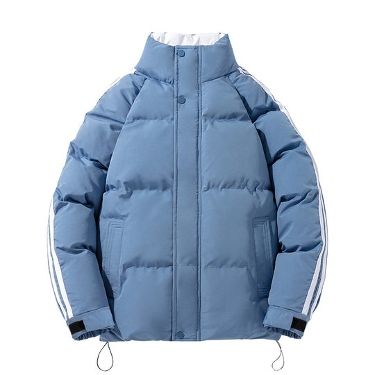 Herren sportlicher Stepp-Winterblouson mit hohem Stehkragen, Ärmelstreifen und verstellbarem Saum EB