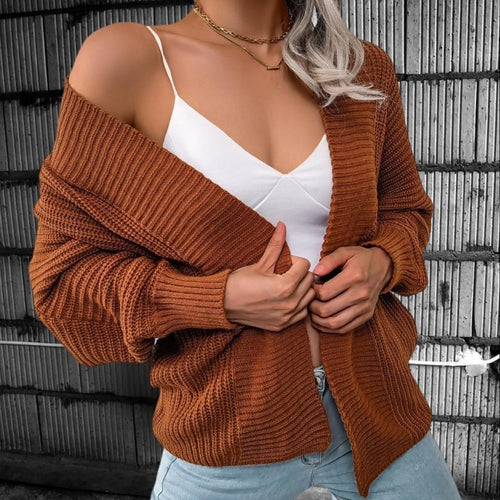 Damen lässiger Grobstrick-Cardigan mit sanfter Textur und offenem Schnitt EB