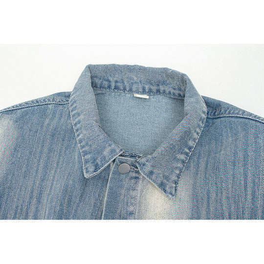 Damen Denimjacke im Vintage-Stil mit lässigem Schnitt und praktischem Druckknopfverschluss EB