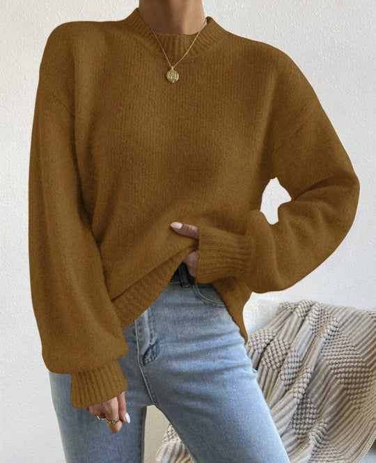Damen Oversize Feinstrickpullover mit angedeutetem Mohair‑Effekt und verlängerten Rippbündchen EB