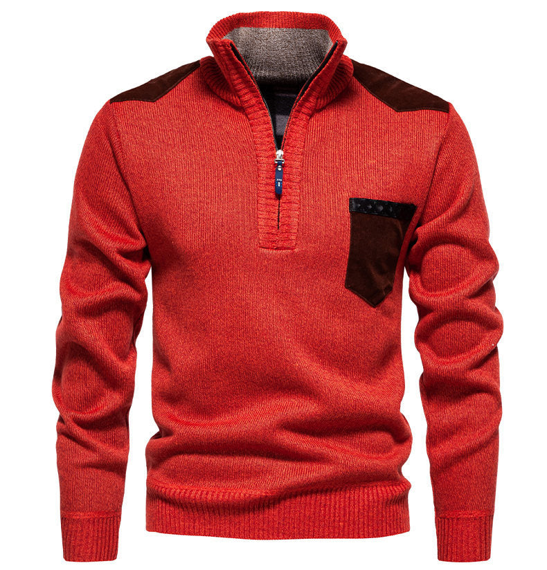 Herren Pullover mit halbhohem Kragen und modischen Akzenten EB