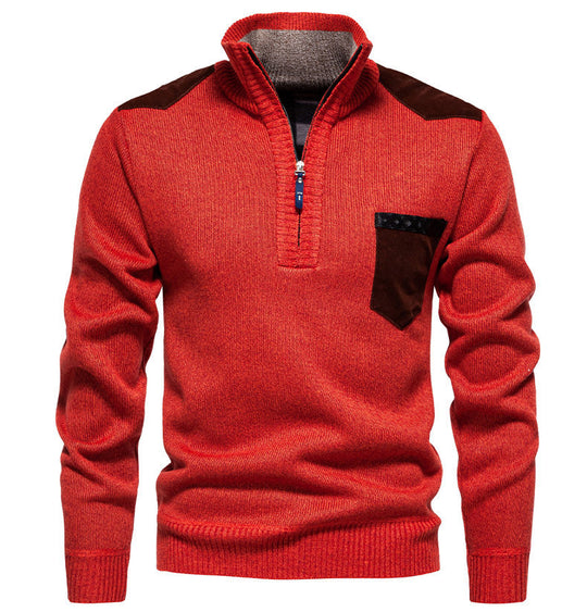 Herren Pullover mit halbhohem Kragen und modischen Akzenten EB
