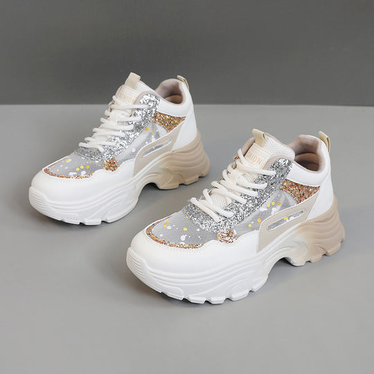 Damen Sportliche Sneakers mit schimmernden Akzenten und bequemer Dämpfung Heidi Mode