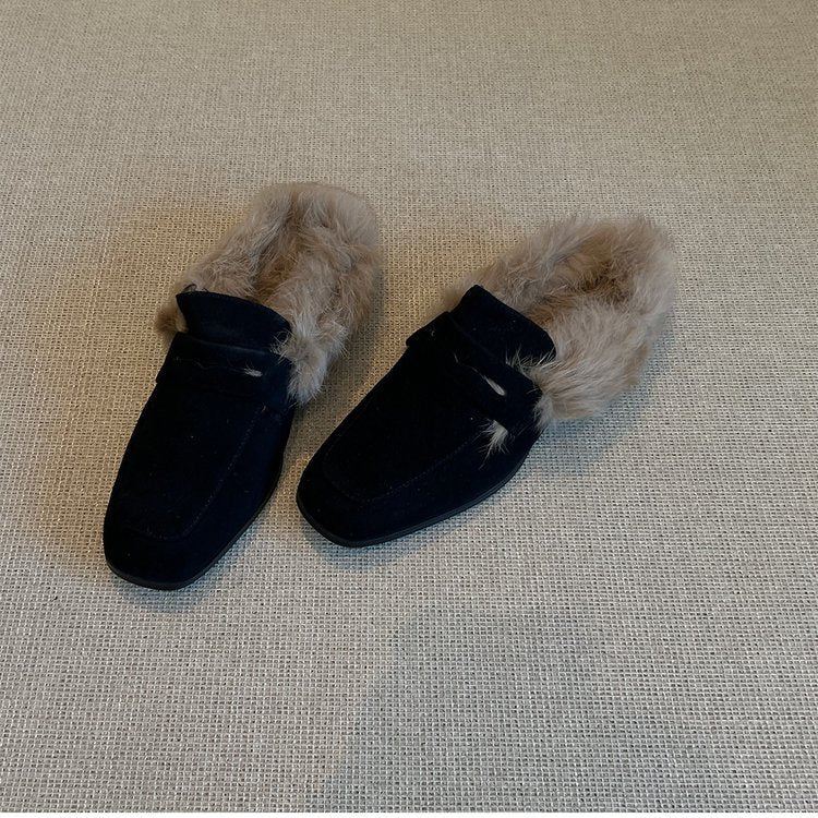 Damen Flauschige Hausschuhe mit elegantem Kunstfellakzent EB
