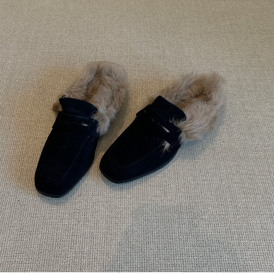 Damen Flauschige Hausschuhe mit elegantem Kunstfellakzent EB