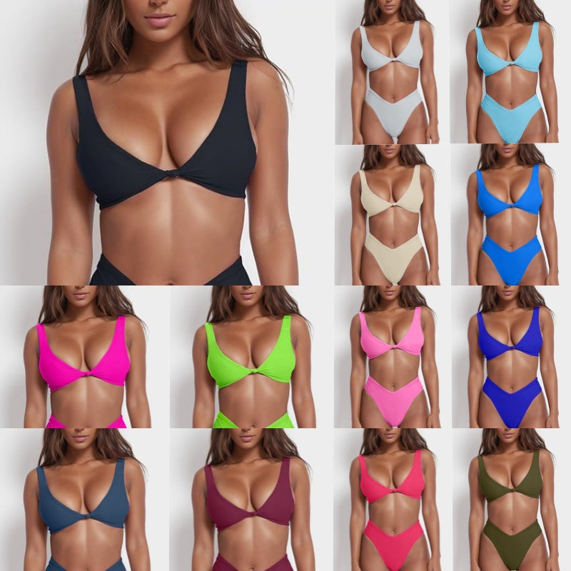 Damen Hoch geschnittener Bikini mit eleganter Knotenpartie EB