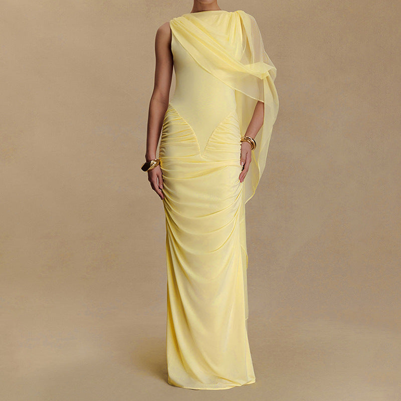 Damen Glamouröses Abendkleid mit asymmetrischem Dekolleté und elegantem Drapierungsdesign EB