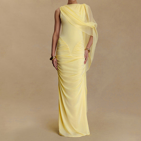 Damen Glamouröses Abendkleid mit asymmetrischem Dekolleté und elegantem Drapierungsdesign EB