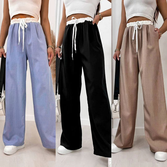 Damen Leichte Sommerhose mit elastischem Bund und seitlichen Taschen EB