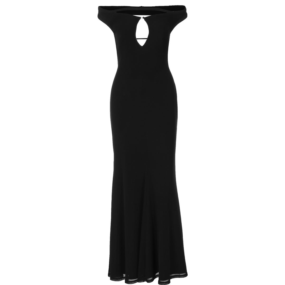 Damen Elegantes Wickelkleid mit Off-Shoulder Design und geschlitztem Rücken EB
