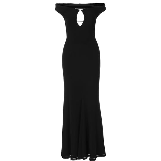 Damen Elegantes Wickelkleid mit Off-Shoulder Design und geschlitztem Rücken EB