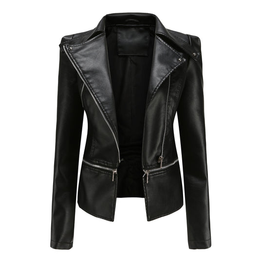 Damen jacke mit asymmetrischem Reißverschluss und stilvollen Zipper-Details EB