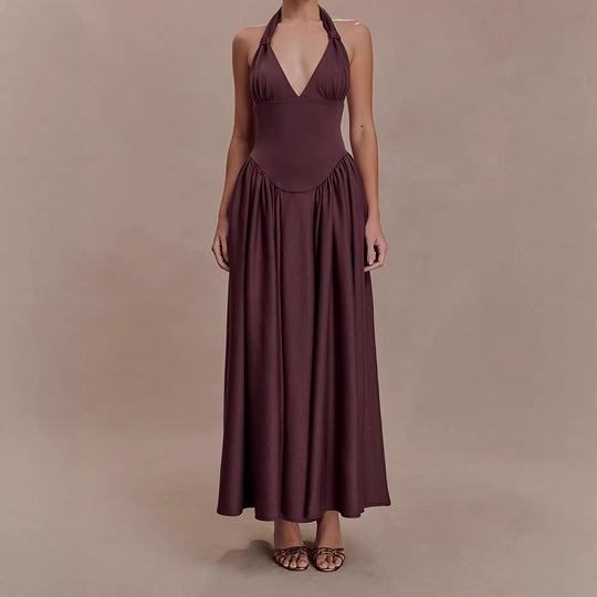 Damen Halter-Ausschnitt Maxikleid mit figurbetonter Silhouette EB