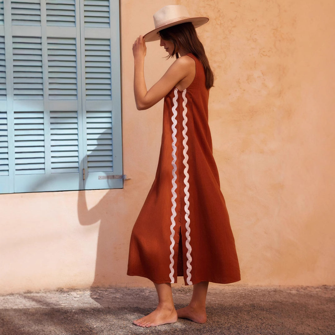 Damen Midi-Kleid mit lässigem Schnitt und seitlichen Schlitzen EB