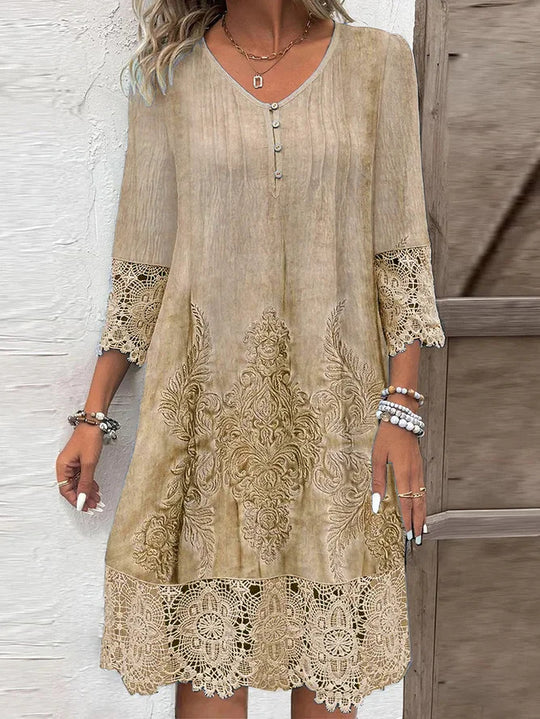 Damen luftiges Sommerkleid mit französischer Spitze EB