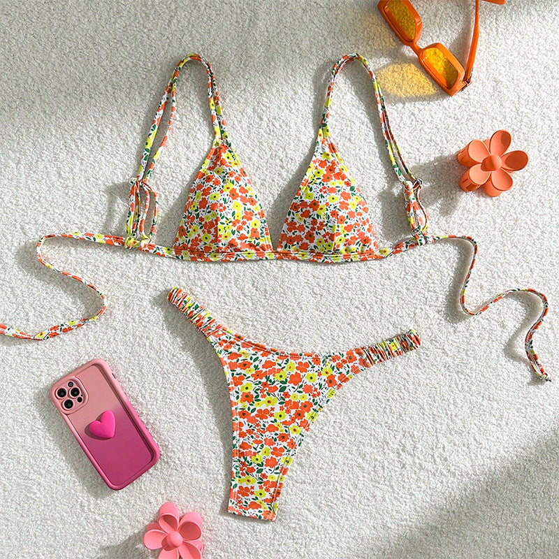 Damen Triangel-Bikini mit floralen Akzenten EB