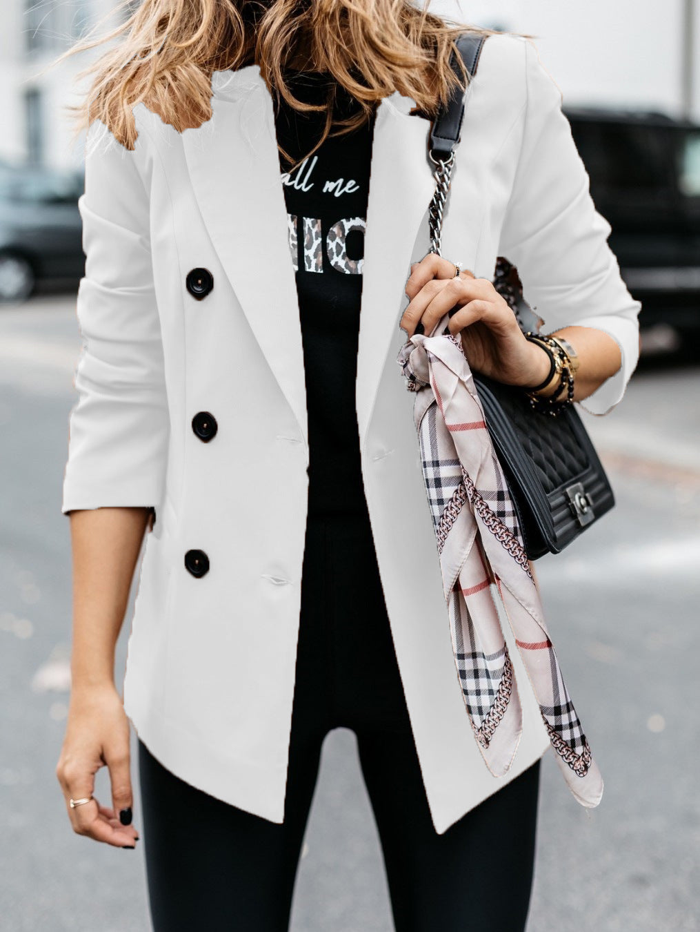 Damen Modischer Doppelreiher-Blazer mit schmaler Silhouette und praktischen Taschen EB