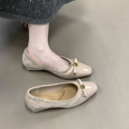 Damen elegante Ballerinas mit dekorativer Schleife und komfortablem Fußbett EB