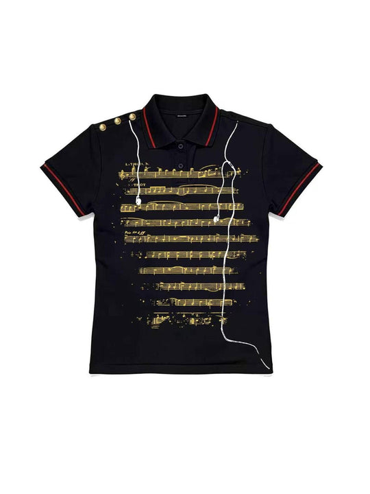 Damen Polo-Shirt mit musikalischem Motiv EB