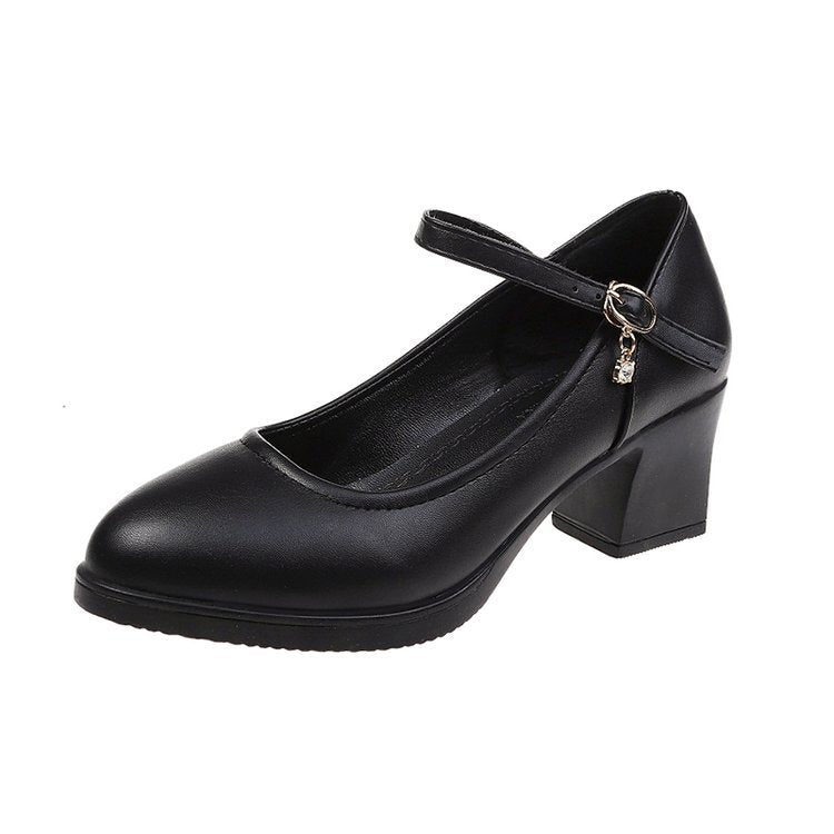 Damen elegante Mary Jane Pumps mit stabiler Sohle EB