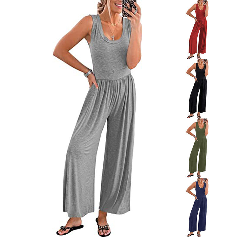 Damen Weit geschnittener Jersey-Jumpsuit EB