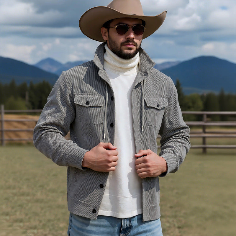 Herren Cordjacke mit verstellbarem Kordelzug und praktischen Brusttaschen EB