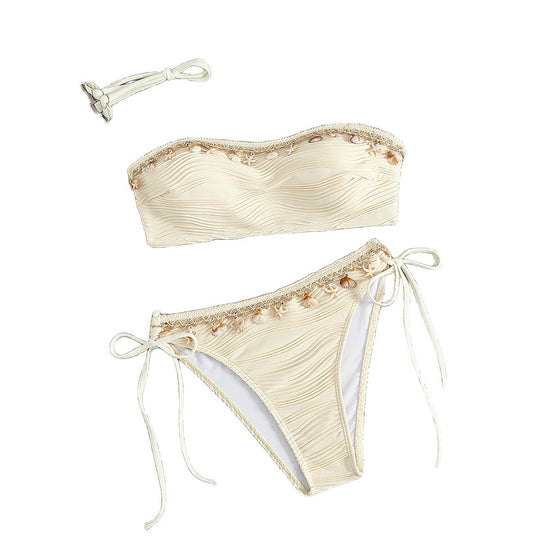 Damen Bandeau-Bikini mit Muschelverzierung EB