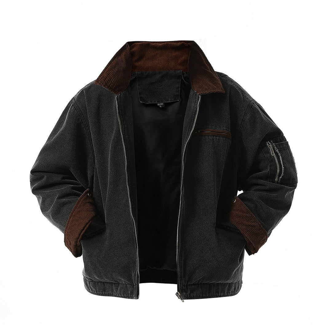 Herren urbane Übergangsjacke mit strukturiertem Stehkragen und zahlreichen praktischen Taschen EB